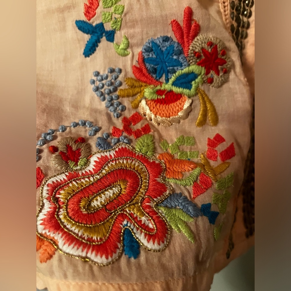 Soft Surroundings Palm Island Embroidered Studded Tunic Size PS - Picture 5 of 11